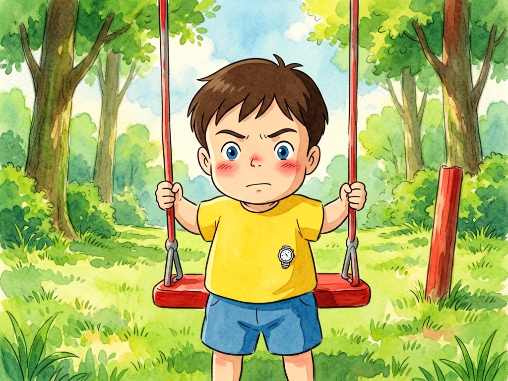 Two Friends on the Red Swing