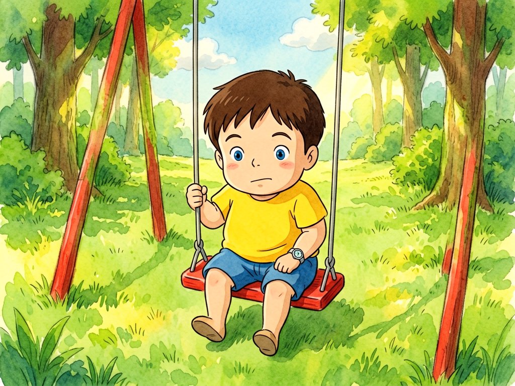 Two Friends on the Red Swing