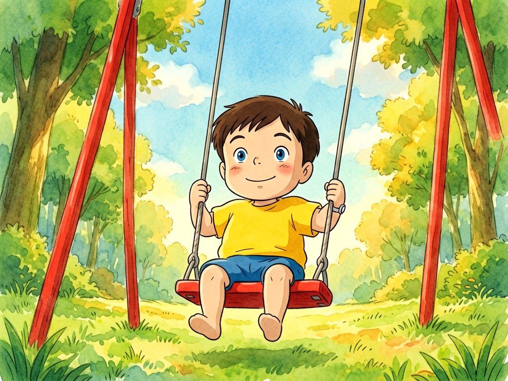 Two Friends on the Red Swing
